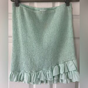 Kendall and Kylie Mint Smocked Ruffle Hem Women's Skirt
